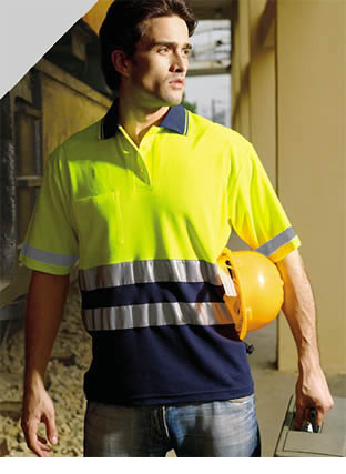 SP1249 HI-VIS POLYFACE/COTTON BACK POLO WITH REFLECTIVE TAPE -S/S